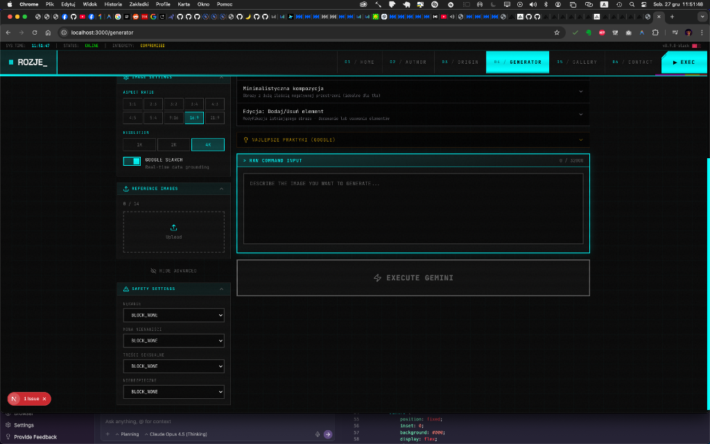 ROZJE Generator - Interface